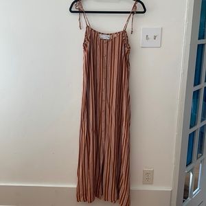 Faithfull the Brand x Anthropologie maxi dress rust vertical stripes
